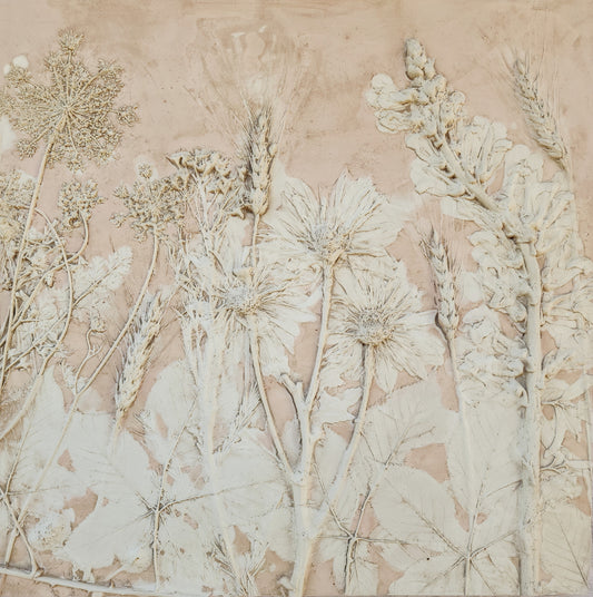 Plaster Botanical Bas Relief Artwork - Oat Light