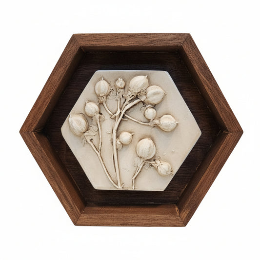 Plaster Botanical Bas Relief Artwork