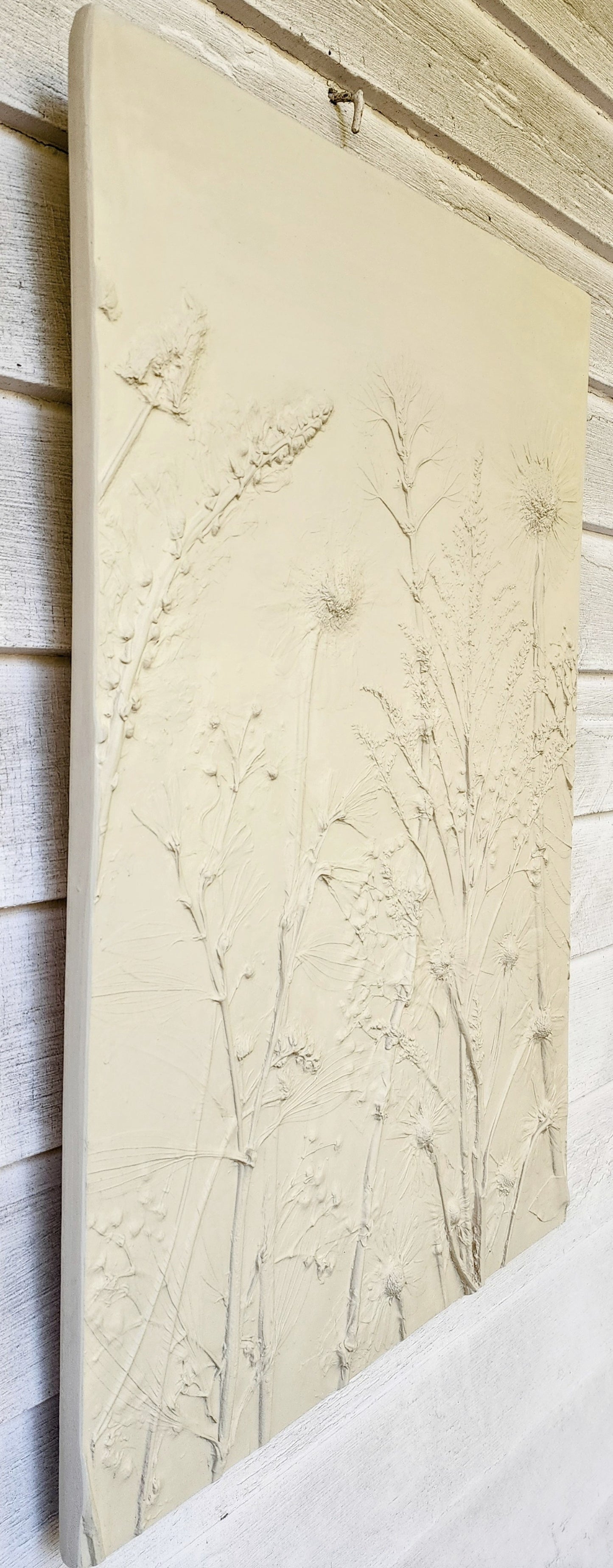 Plaster Botanical Bas Relief Artwork