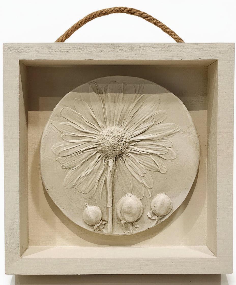 Plaster Botanical Bas Relief Artwork