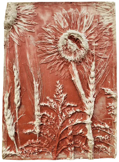 Plaster Botanical Bas Relief Artwork