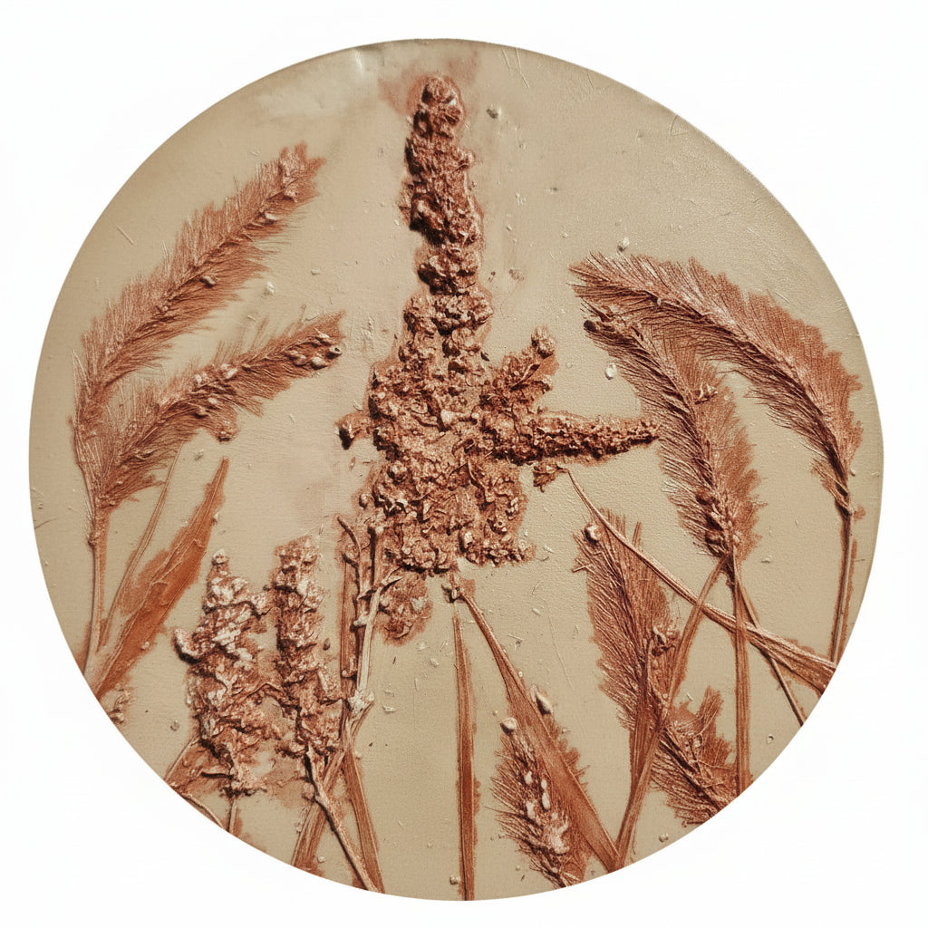Plaster Botanical Bas Relief Artwork