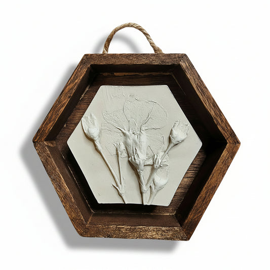 Concrete Botanical Bas Relief Artwork