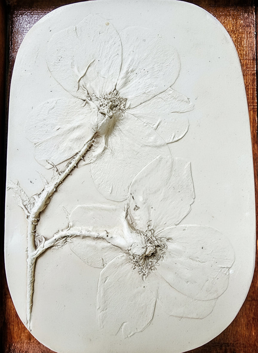 Plaster Botanical Bas Relief Artwork