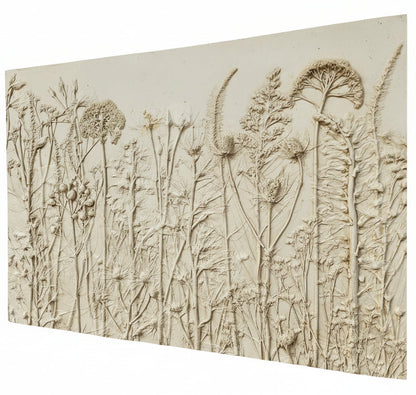 Plaster Botanical Bas Relief Artwork