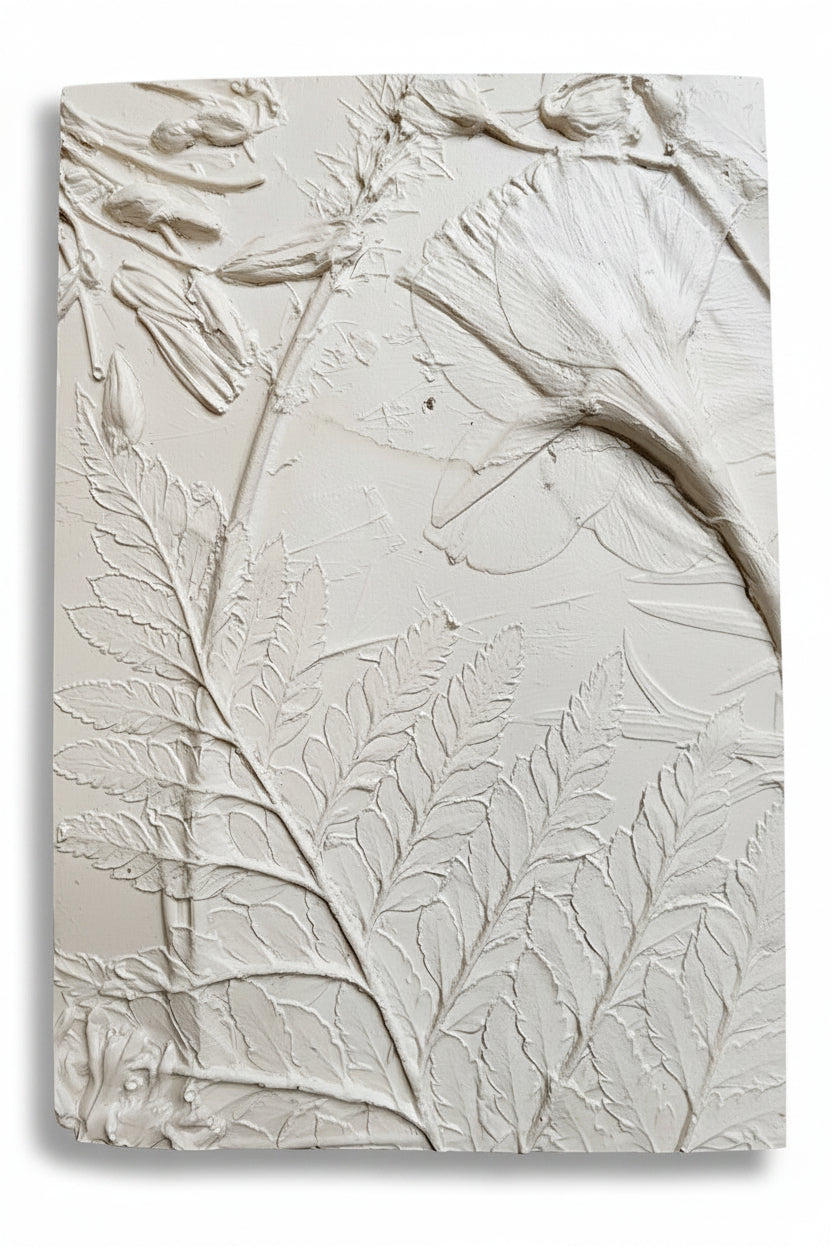 Plaster Botanical Bas Relief Artwork