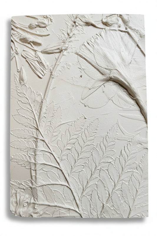 Plaster Botanical Bas Relief Artwork