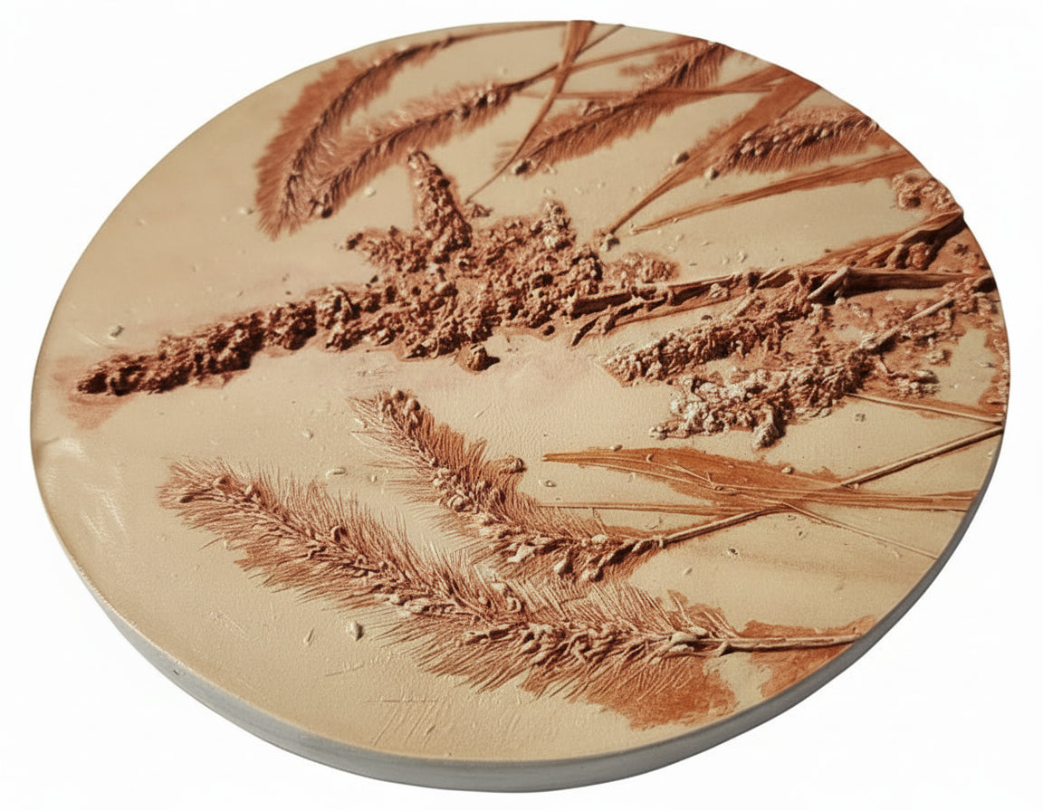 Plaster Botanical Bas Relief Artwork