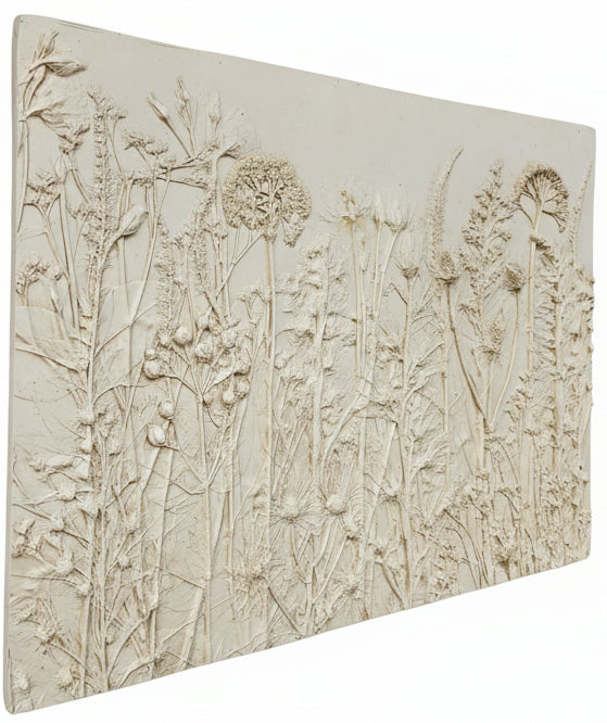 Plaster Botanical Bas Relief Artwork
