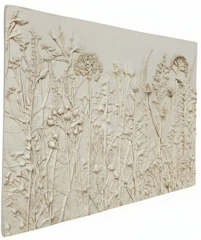 Plaster Botanical Bas Relief Artwork