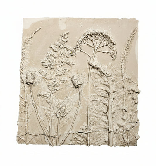 Plaster Botanical Bas Relief Artwork