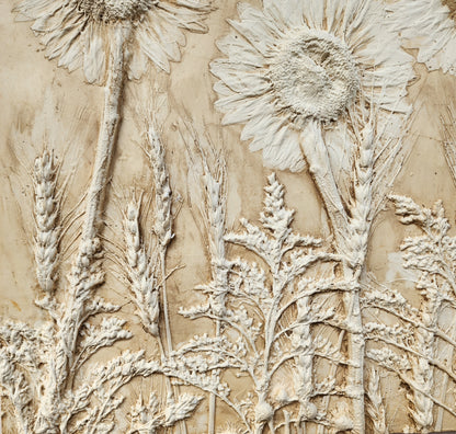 Plaster Botanical Bas Relief Artwork