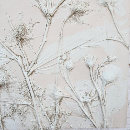 Plaster Botanical Bas Relief Artwork - Lily Light