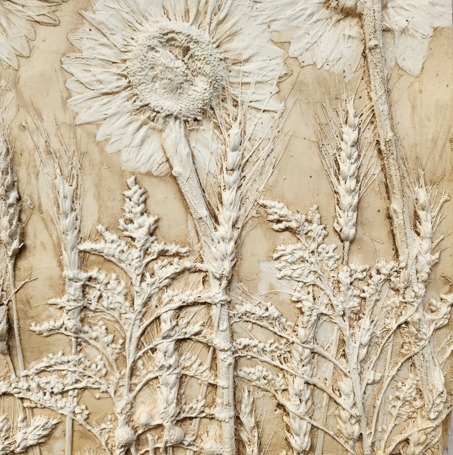 Plaster Botanical Bas Relief Artwork