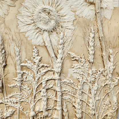 Plaster Botanical Bas Relief Artwork