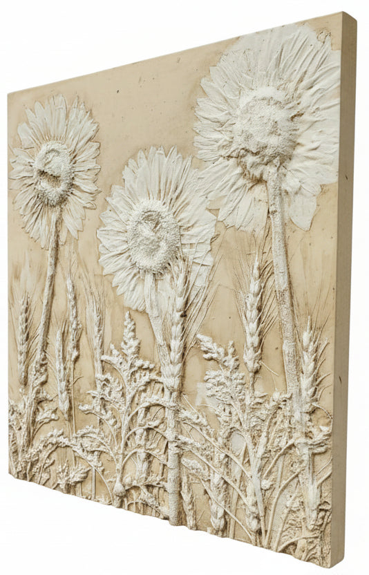 Plaster Botanical Bas Relief Artwork