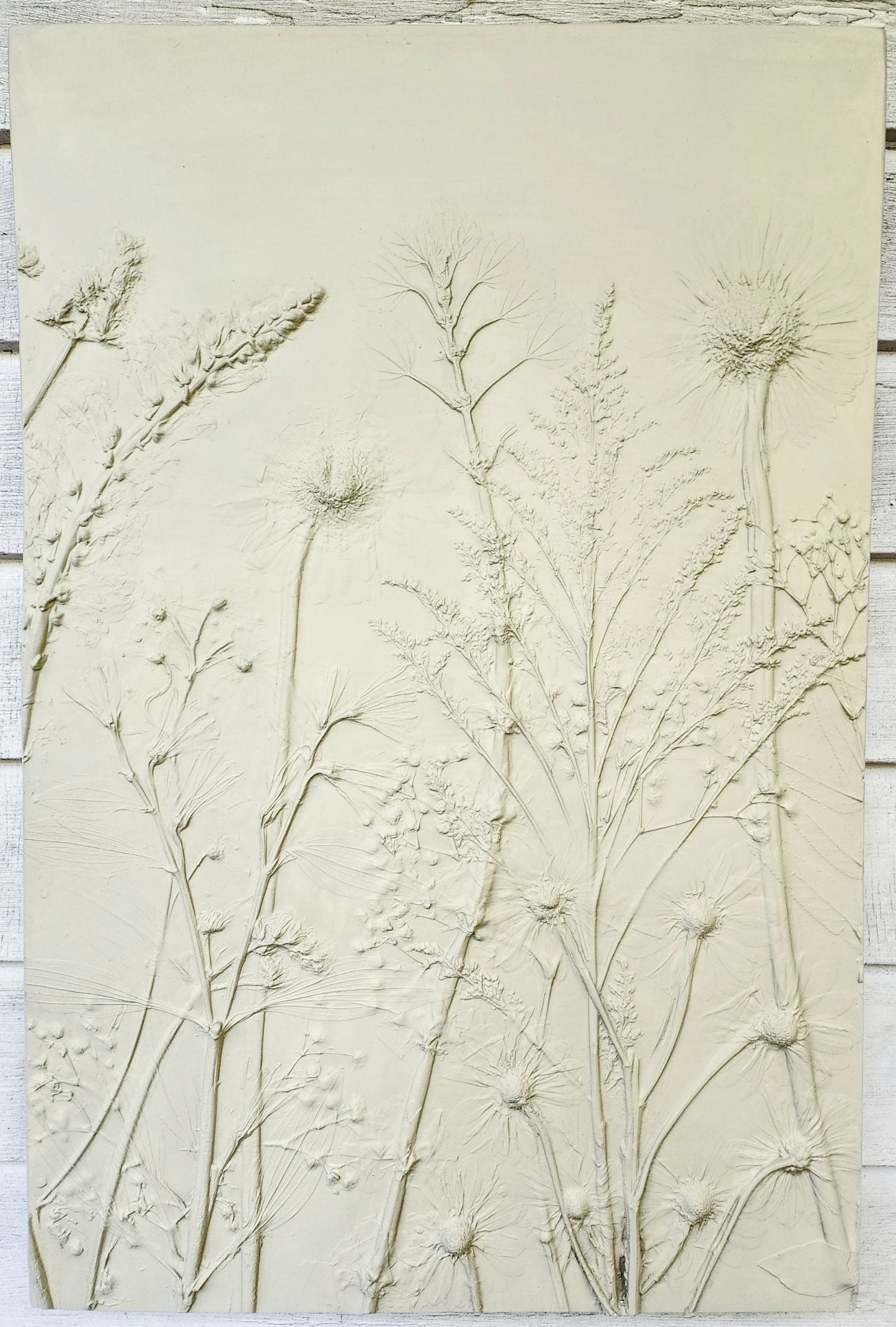 Plaster Botanical Bas Relief Artwork