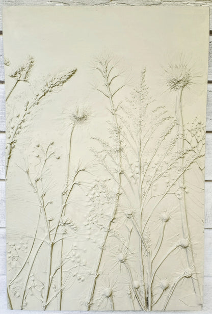 Plaster Botanical Bas Relief Artwork