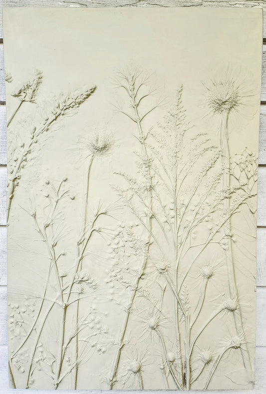 Plaster Botanical Bas Relief Artwork