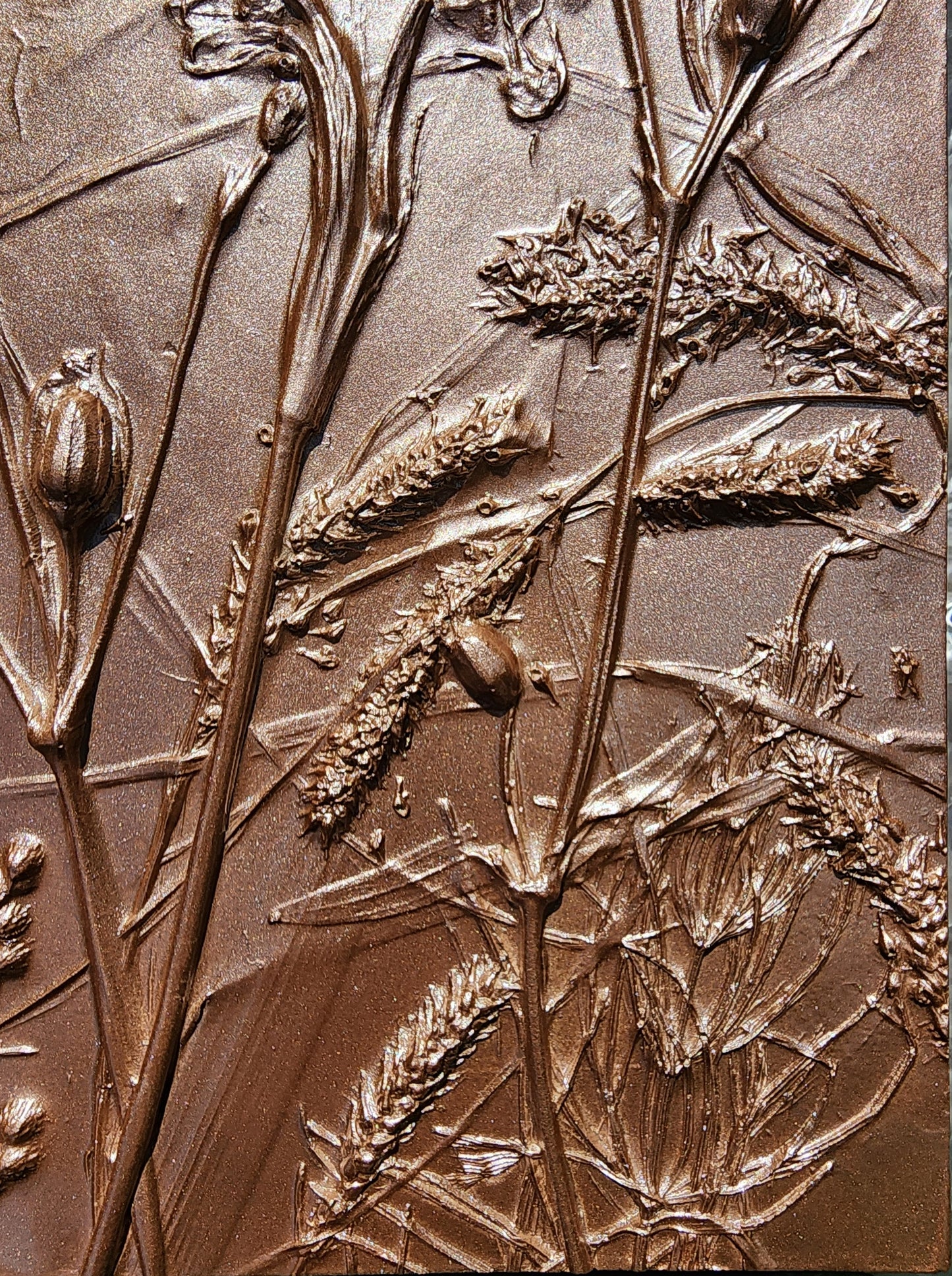 Plaster Botanical Bas Relief Artwork
