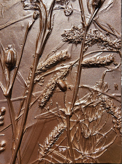 Plaster Botanical Bas Relief Artwork