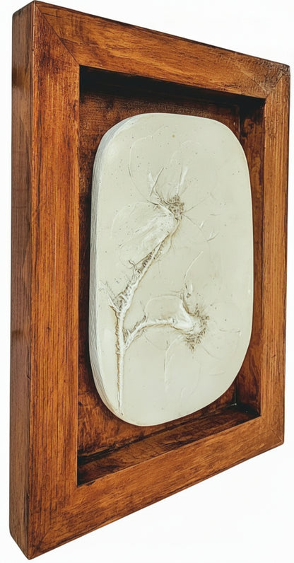 Plaster Botanical Bas Relief Artwork