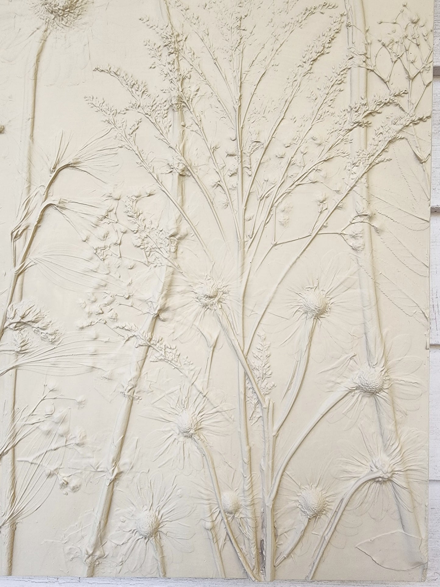 Plaster Botanical Bas Relief Artwork