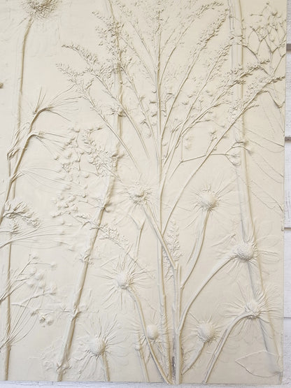 Plaster Botanical Bas Relief Artwork
