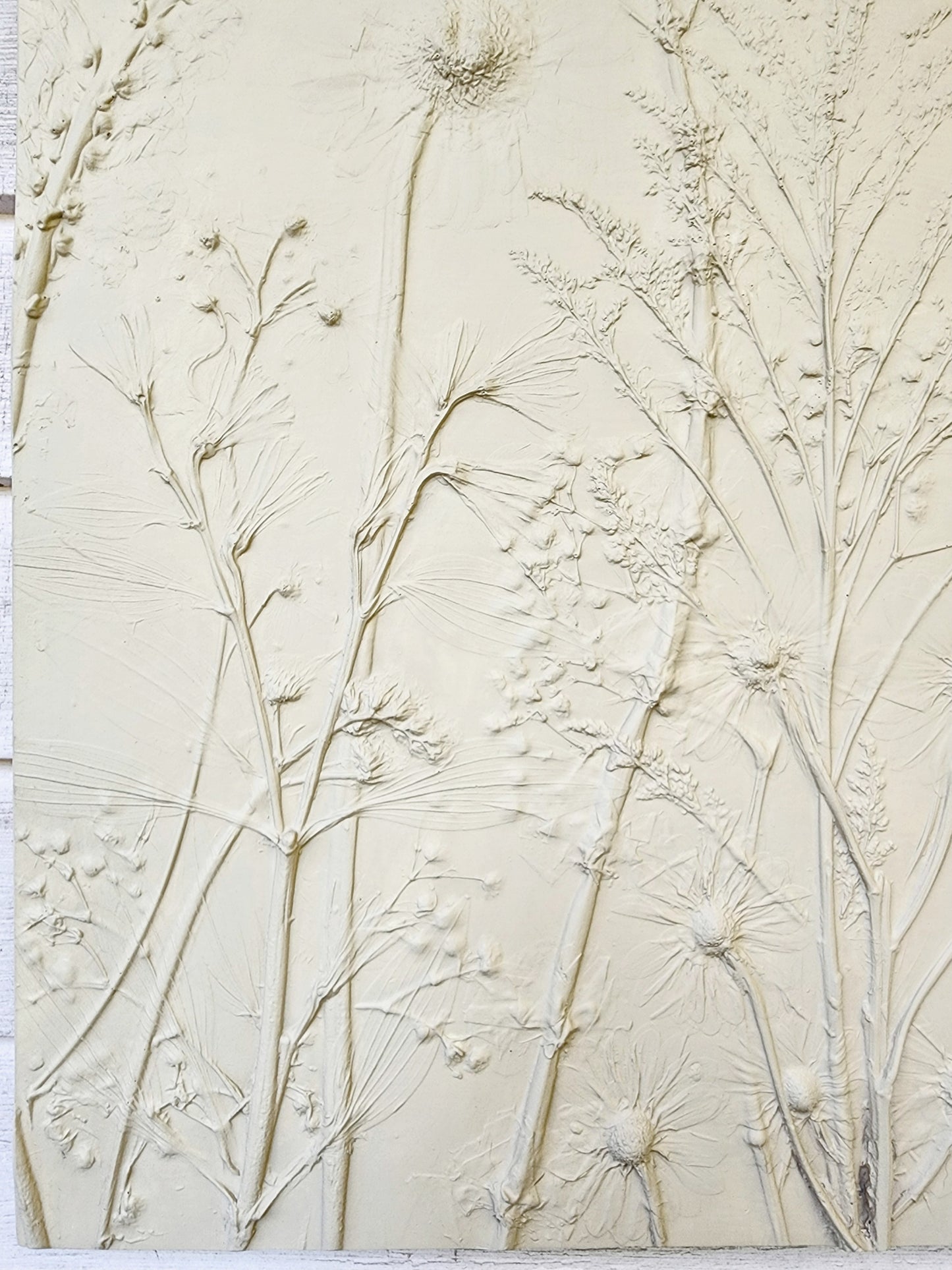 Plaster Botanical Bas Relief Artwork