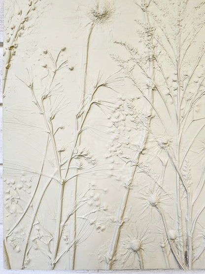 Plaster Botanical Bas Relief Artwork