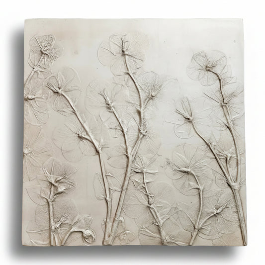 Plaster Botanical Bas Relief Artwork