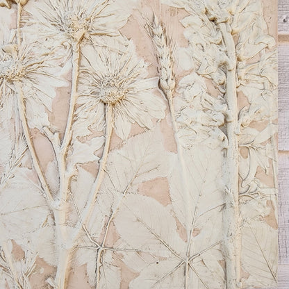 Plaster Botanical Bas Relief Artwork - Oat Light