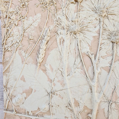 Plaster Botanical Bas Relief Artwork - Oat Light