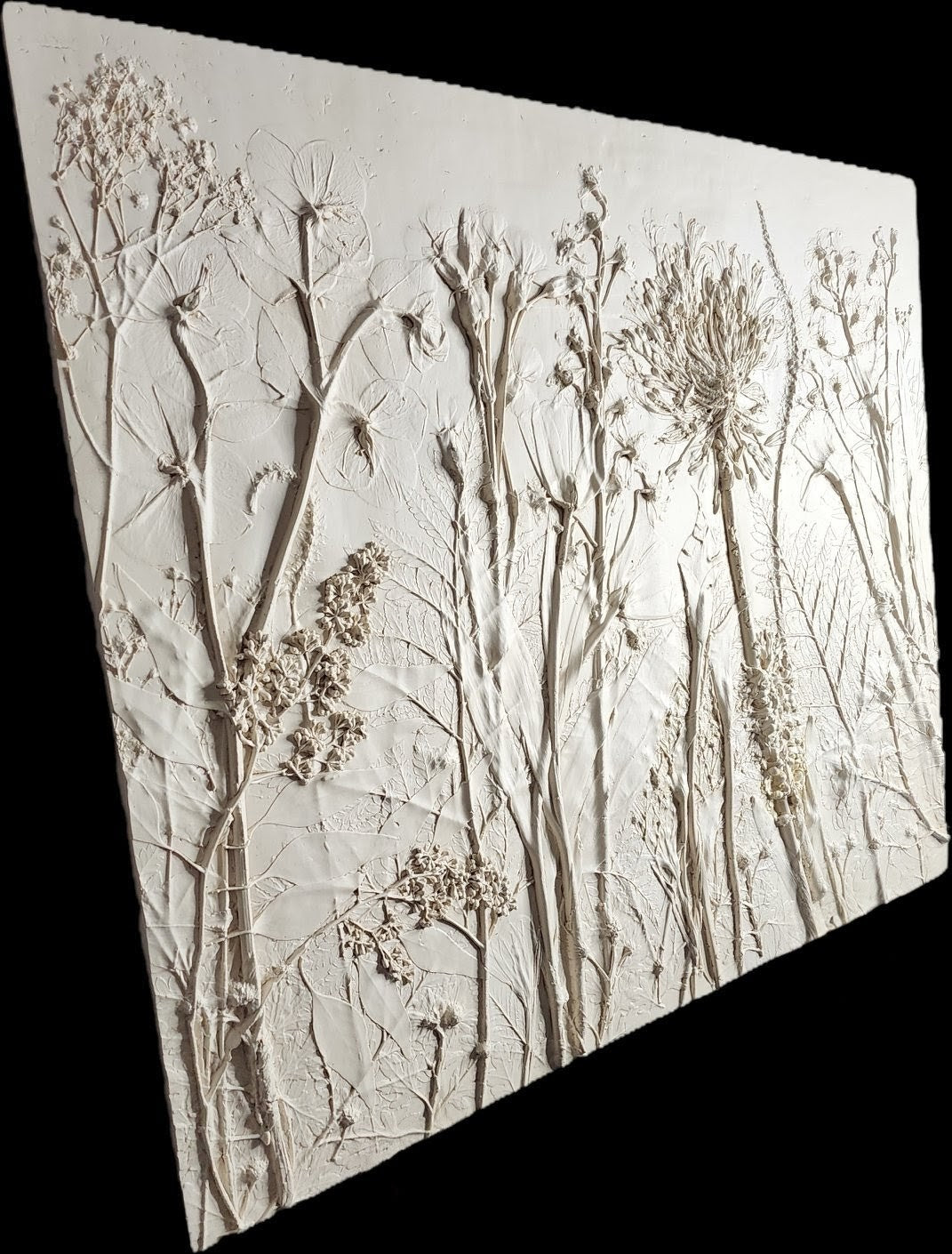 Plaster Botanical Bas Relief Artwork