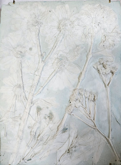 Plaster Botanical Bas Relief Artwork